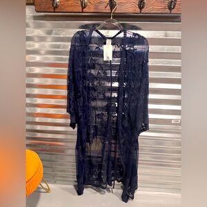 Navy blue lace coverup. One size